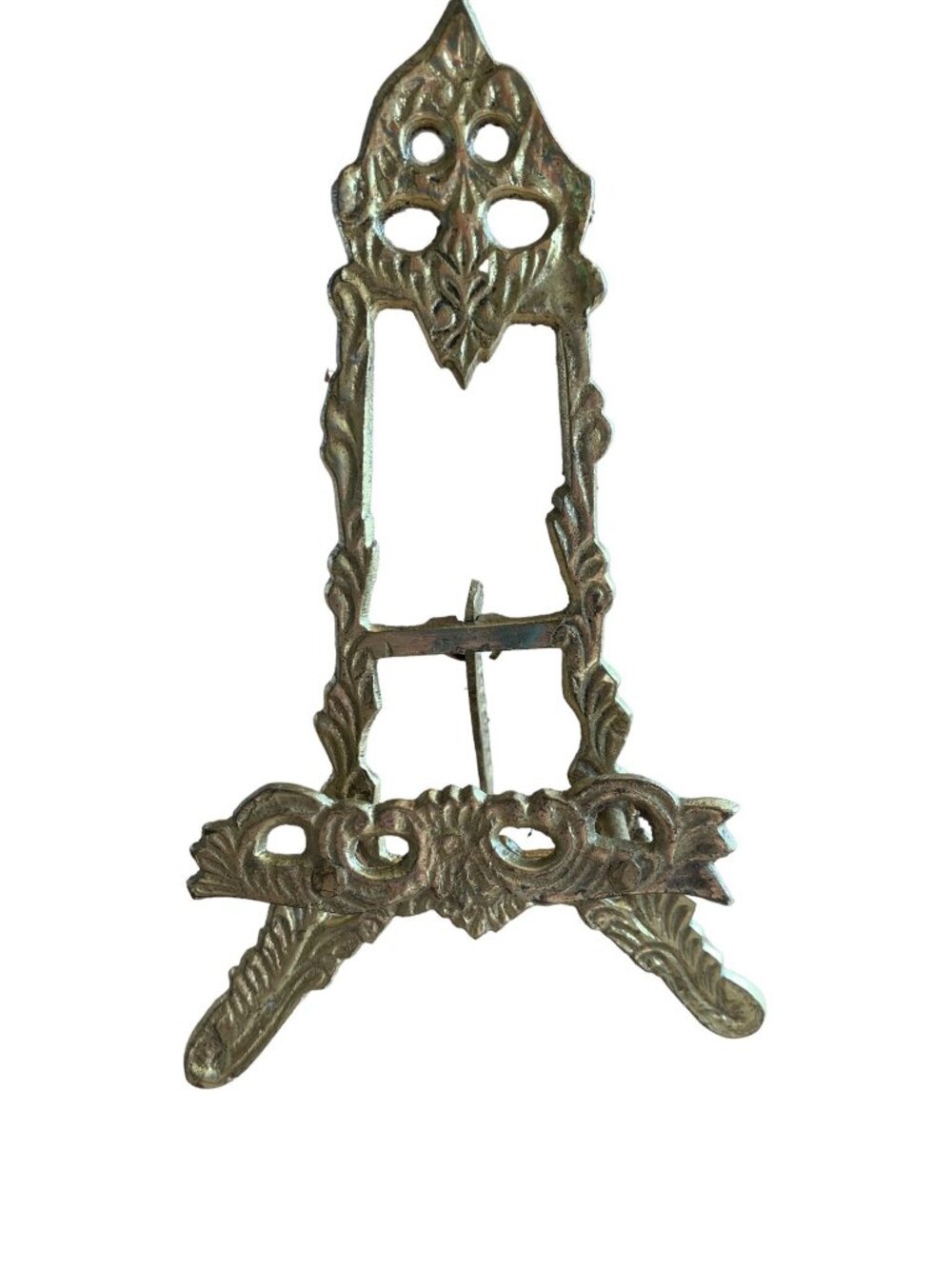 Vintage Art Novea Small Bronze Orante Scrolled Picture Stand/ Easel